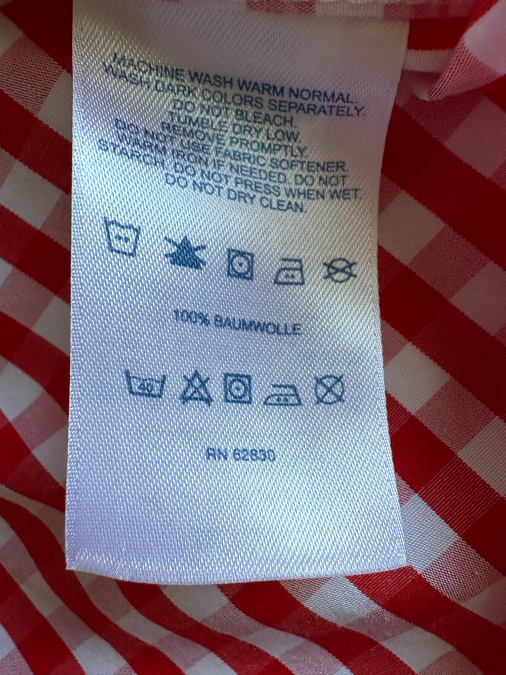 Gingham Blouse 18 Lands End Like New Red and White Americana - Picture 8 of 9